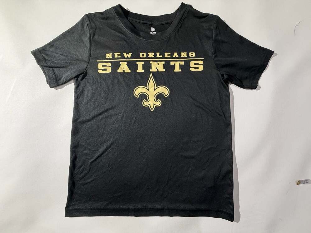 NFL Team Apparel Youth L/G Black New Orleans Saints Fleur De Lis T-Shirt